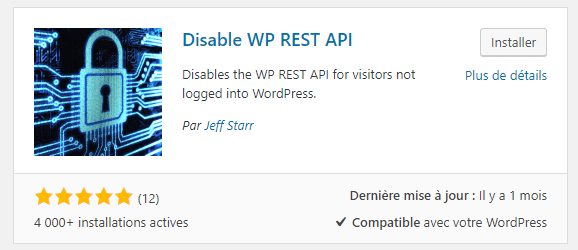 désactiver API REST